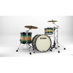 TAMA Starclassic Maple 3-piece shell pack with 22" bass drum, Black Nickel Shell Hardware EMERALD PACIFIC WALNUT BURST