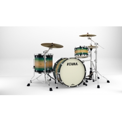 TAMA Starclassic Maple 3-piece shell pack with 22" bass drum, Chrome Shell Hardware EMERALD PACIFIC WALNUT BURST