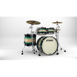 TAMA Starclassic Maple 4-piece shell pack with 22" bass drum, Black Nickel Shell Hardware EMERALD PACIFIC WALNUT BURST