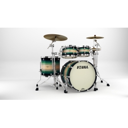 TAMA Starclassic Maple 4-piece shell pack with 22" bass drum, Chrome Shell Hardware EMERALD PACIFIC WALNUT BURST