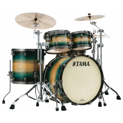 TAMA Starclassic Maple 4-piece shell pack with 22" bass drum, Smoked Black Nickel Shell Hardware EMERALD PACIFIC WALNUT BURST