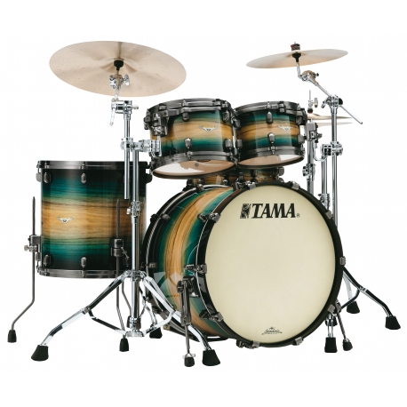 TAMA Starclassic Maple 4-piece shell pack with 22" bass drum, Smoked Black Nickel Shell Hardware EMERALD PACIFIC WALNUT BURST