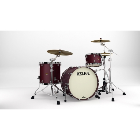 TAMA Starclassic Maple 3-piece shell pack with 22" bass drum, Black Nickel Shell Hardware FLAT BURGUNDY METALLIC