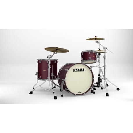 TAMA Starclassic Maple 3-piece shell pack with 22" bass drum, Smoked Black Nickel Shell Hardware FLAT BURGUNDY METALLIC