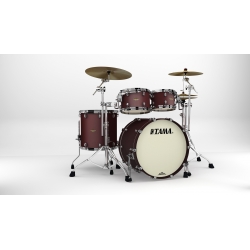 TAMA Starclassic Maple 4-piece shell pack with 22" bass drum, Black Nickel Shell Hardware FLAT BURGUNDY METALLIC