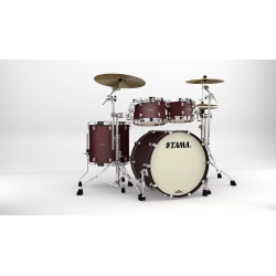 TAMA Starclassic Maple 4-piece shell pack with 22" bass drum, Chrome Shell Hardware FLAT BURGUNDY METALLIC