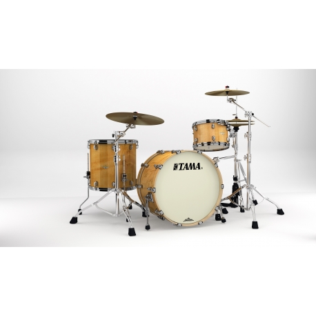 TAMA Starclassic Maple 3-piece shell pack with 22" bass drum, Black Nickel Shell Hardware GLOSS NATURAL MOVINGUI