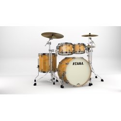 TAMA Starclassic Maple 4-piece shell pack with 22" bass drum, Black Nickel Shell Hardware GLOSS NATURAL MOVINGUI