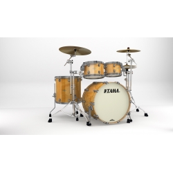 TAMA Starclassic Maple 4-piece shell pack with 22" bass drum, Smoked Black Nickel Shell Hardware GLOSS NATURAL MOVINGUI