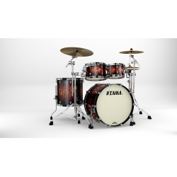 TAMA Starclassic Maple 4-piece shell pack with 22" bass drum, Black Nickel Shell Hardware MOLTEN SATIN BROWN BURST