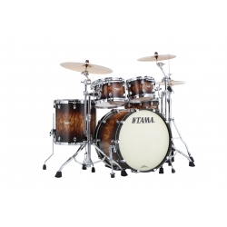 TAMA Starclassic Maple 4-piece shell pack with 22" bass drum, Chrome Shell Hardware MOLTEN SATIN BROWN BURST