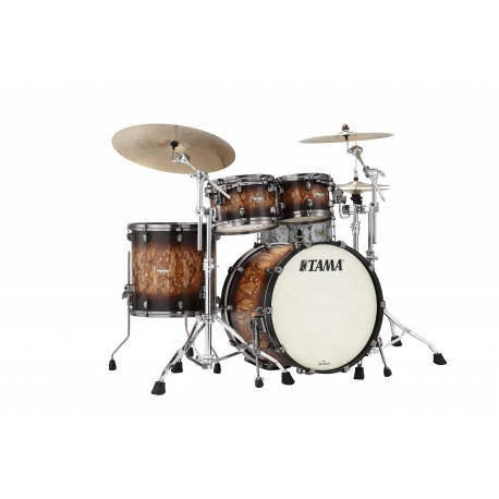 TAMA Starclassic Maple 4-piece shell pack with 22" bass drum, Smoked Black Nickel Shell Hardware MOLTEN SATIN BROWN BURST