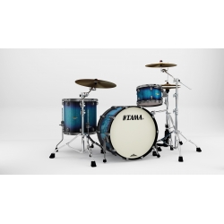 TAMA Starclassic Maple 3-piece shell pack with 22" bass drum, Smoked Black Nickel Shell Hardware MOLTEN ELECTRIC BLUE BURST