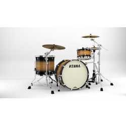 TAMA Starclassic Maple 3-piece shell pack with 22" bass drum, Chrome Shell Hardware NATURAL PACIFIC WALNUT BURST