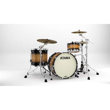 TAMA Starclassic Maple 3-piece shell pack with 22" bass drum, Chrome Shell Hardware NATURAL PACIFIC WALNUT BURST