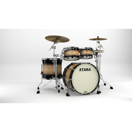 TAMA Starclassic Maple 4-piece shell pack with 22" bass drum, Black Nickel Shell Hardware NATURAL PACIFIC WALNUT BURST