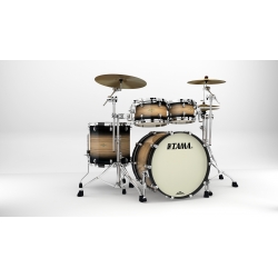 TAMA Starclassic Maple 4-piece shell pack with 22" bass drum, Chrome Shell Hardware NATURAL PACIFIC WALNUT BURST