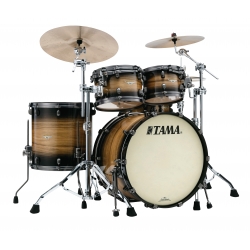 TAMA Starclassic Maple 4-piece shell pack with 22" bass drum, Smoked Black Nickel Shell Hardware NATURAL PACIFIC WALNUT BURST