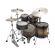 TAMA Starclassic Maple 4-piece shell pack with 22" bass drum, Smoked Black Nickel Shell Hardware NATURAL PACIFIC WALNUT BURST