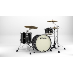 TAMA Starclassic Maple 3-piece shell pack with 22" bass drum, Chrome Shell Hardware PIANO BLACK