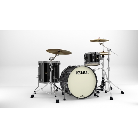 TAMA Starclassic Maple 3-piece shell pack with 22" bass drum, Smoked Black Nickel Shell Hardware PIANO BLACK