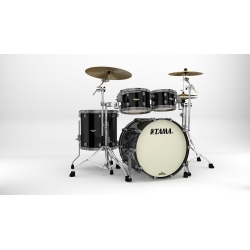 TAMA Starclassic Maple 4-piece shell pack with 22" bass drum, Smoked Black Nickel Shell Hardware PIANO BLACK