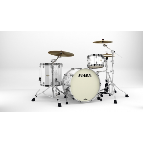 TAMA Starclassic Maple 3-piece shell pack with 22" bass drum, Black Nickel Shell Hardware PIANO WHITE