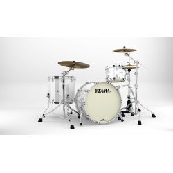 TAMA Starclassic Maple 3-piece shell pack with 22" bass drum, Chrome Shell Hardware PIANO WHITE