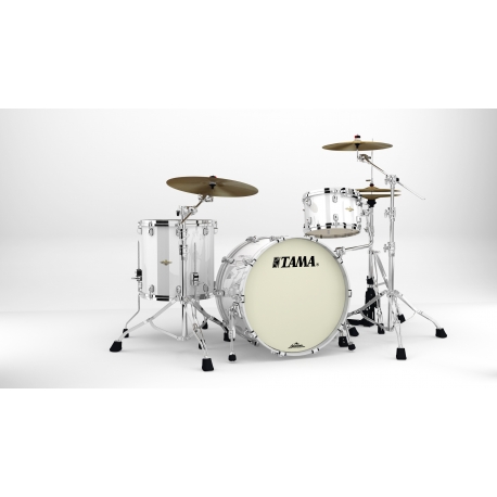 TAMA Starclassic Maple 3-piece shell pack with 22" bass drum, Chrome Shell Hardware PIANO WHITE
