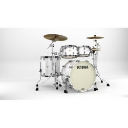 TAMA Starclassic Maple 4-piece shell pack with 22" bass drum, Black Nickel Shell Hardware PIANO WHITE