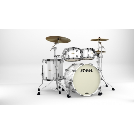 TAMA Starclassic Maple 4-piece shell pack with 22" bass drum, Black Nickel Shell Hardware PIANO WHITE