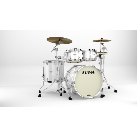 TAMA Starclassic Maple 4-piece shell pack with 22" bass drum, Chrome Shell Hardware PIANO WHITE