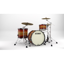 TAMA Starclassic Maple 3-piece shell pack with 22" bass drum, Black Nickel Shell Hardware RUBY PACIFIC WALNUT BURST