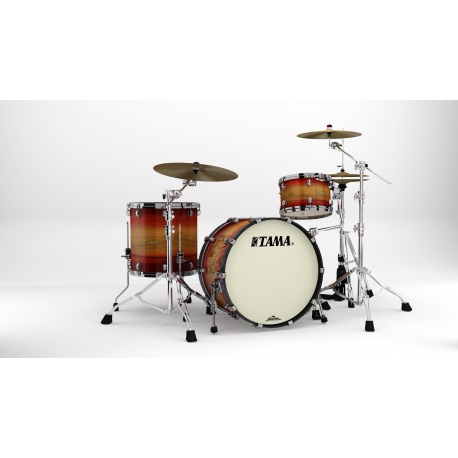 TAMA Starclassic Maple 3-piece shell pack with 22" bass drum, Black Nickel Shell Hardware RUBY PACIFIC WALNUT BURST