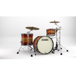 TAMA Starclassic Maple 3-piece shell pack with 22" bass drum, Smoked Black Nickel Shell Hardware RUBY PACIFIC WALNUT BURST