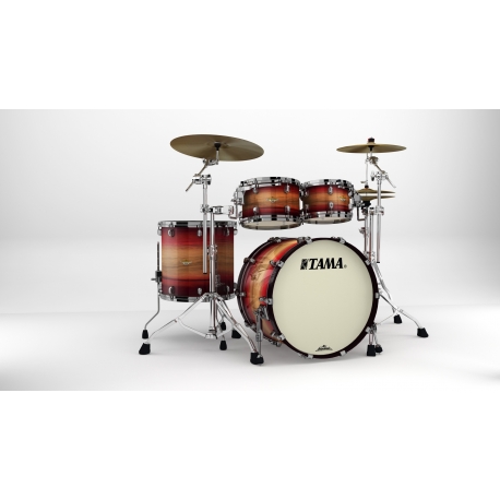 TAMA Starclassic Maple 4-piece shell pack with 22" bass drum, Black Nickel Shell Hardware RUBY PACIFIC WALNUT BURST