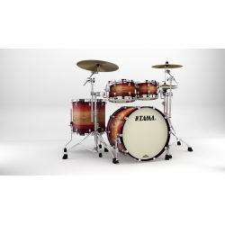 TAMA Starclassic Maple 4-piece shell pack with 22" bass drum, Chrome Shell Hardware RUBY PACIFIC WALNUT BURST