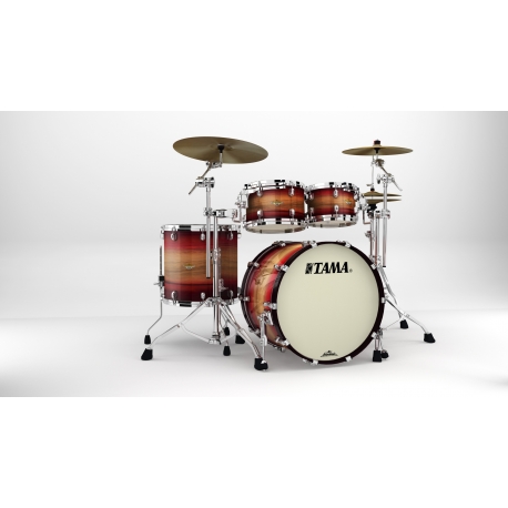 TAMA Starclassic Maple 4-piece shell pack with 22" bass drum, Chrome Shell Hardware RUBY PACIFIC WALNUT BURST