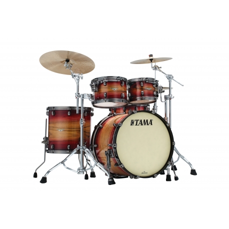 TAMA Starclassic Maple 4-piece shell pack with 22" bass drum, Smoked Black Nickel Shell Hardware RUBY PACIFIC WALNUT BURST