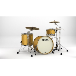 TAMA Starclassic Maple 3-piece shell pack with 22" bass drum, Black Nickel Shell Hardware SATIN AZTEC GOLD METALLIC