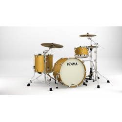 TAMA Starclassic Maple 3-piece shell pack with 22" bass drum, Chrome Shell Hardware SATIN AZTEC GOLD METALLIC