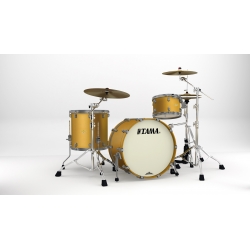 TAMA Starclassic Maple 3-piece shell pack with 22" bass drum, Smoked Black Nickel Shell Hardware SATIN AZTEC GOLD METALLIC