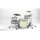 TAMA Starclassic Maple 3-piece shell pack with 22" bass drum, Black Nickel Shell Hardware SILVER SNOW RACING STRIPE