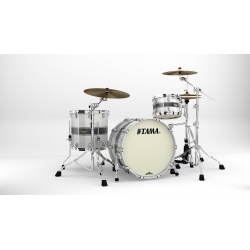 TAMA Starclassic Maple 3-piece shell pack with 22" bass drum, Chrome Shell Hardware SILVER SNOW RACING STRIPE