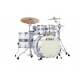 TAMA Starclassic Maple 4-piece shell pack with 22" bass drum, Chrome Shell Hardware SILVER SNOW RACING STRIPE