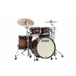 TAMA Starclassic Maple 4-piece shell pack with 22" bass drum, Smoked Black Nickel Shell Hardware TOBACCO SUNBURST MOVINGUI