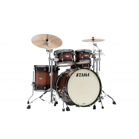 TAMA Starclassic Maple 4-piece shell pack with 22" bass drum, Smoked Black Nickel Shell Hardware TOBACCO SUNBURST MOVINGUI