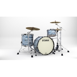TAMA Starclassic Maple 3-piece shell pack with 22" bass drum, Black Nickel Shell Hardware BLUE & WHITE OYSTER