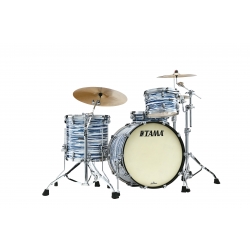 TAMA Starclassic Maple 3-piece shell pack with 22" bass drum, Chrome Shell Hardware BLUE & WHITE OYSTER