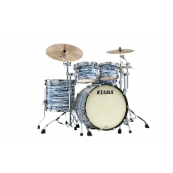 TAMA Starclassic Maple 4-piece shell pack with 22" bass drum, Chrome Shell Hardware BLUE & WHITE OYSTER